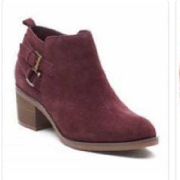 Sonoma Shoes - New Sonoma SONYA Genuine Suede Leather Burgundy Ankle Boots 2.25 Chunky Heel 7.5